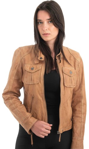 Γνήσιο Γυναικέιο Δερμάτινο Μπουφάν - H35