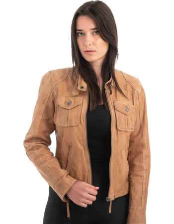 Γνήσιο Γυναικέιο Δερμάτινο Μπουφάν - H35