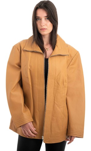 Γνήσιο Γυναικέιο Δερμάτινο Μπουφάν - H38