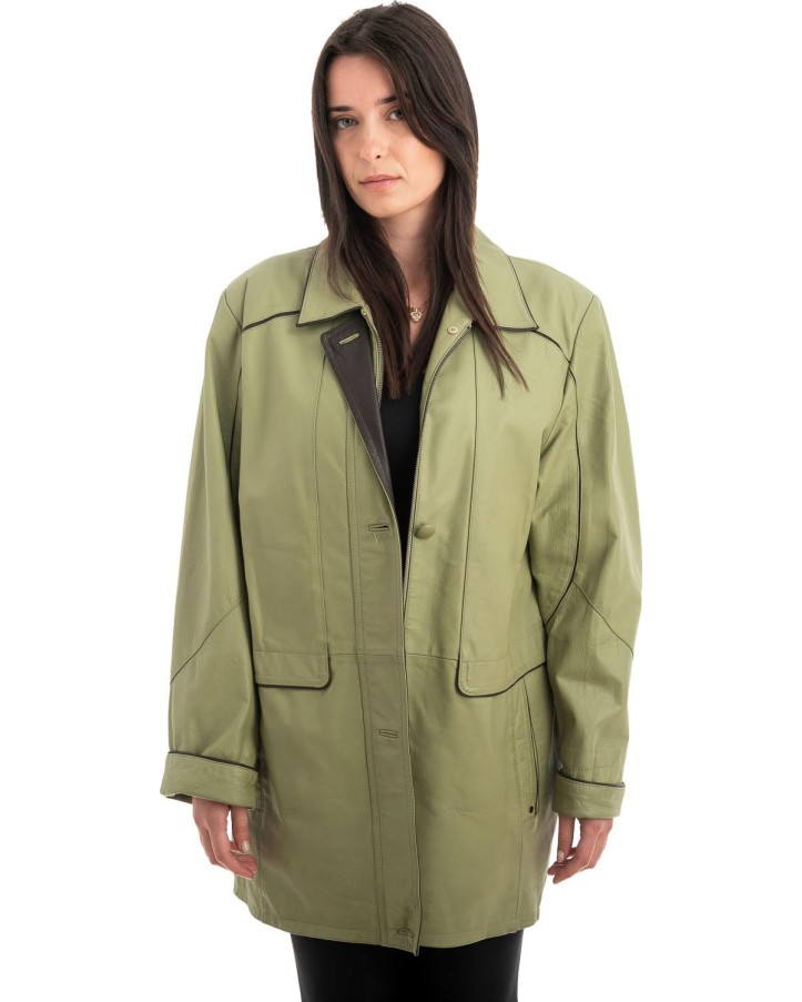 Γνήσιο Γυναικέιο Δερμάτινο Μπουφάν - H41