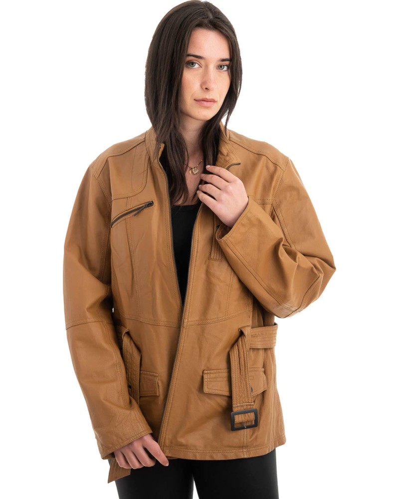 Γνήσιο Γυναικέιο Δερμάτινο Μπουφάν - H45