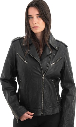 Γνήσιο Γυναικέιο Δερμάτινο Μπουφάν - H46