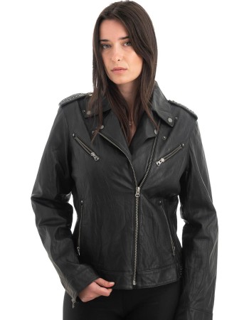 Γνήσιο Γυναικέιο Δερμάτινο Μπουφάν - H46