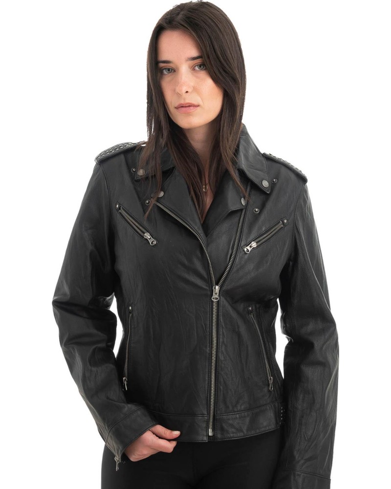 Γνήσιο Γυναικέιο Δερμάτινο Μπουφάν - H46