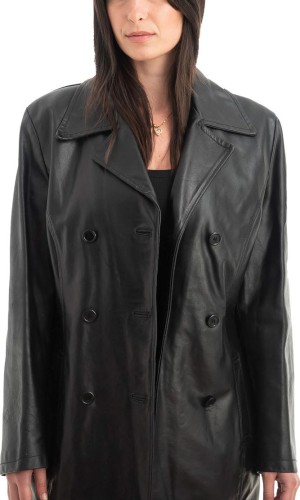Γνήσιο Γυναικέιο Δερμάτινο Παλτό - H49