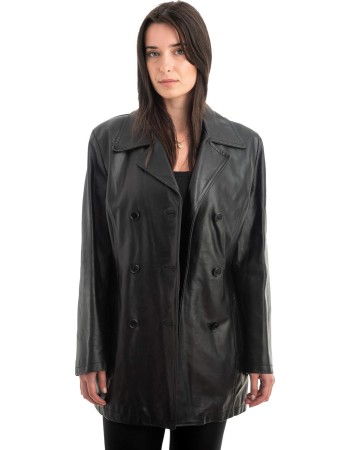 Γνήσιο Γυναικέιο Δερμάτινο Παλτό - H49