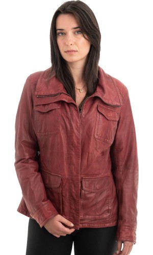 Γνήσιο Γυναικέιο Δερμάτινο Μπουφάν - H52