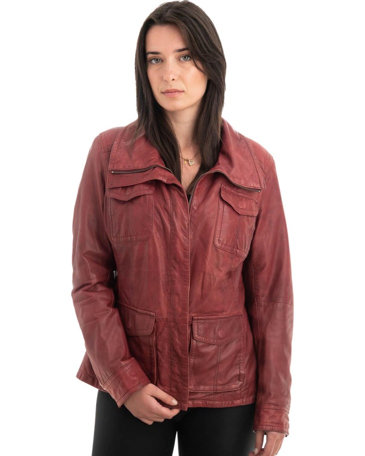 Γνήσιο Γυναικέιο Δερμάτινο Μπουφάν - H52