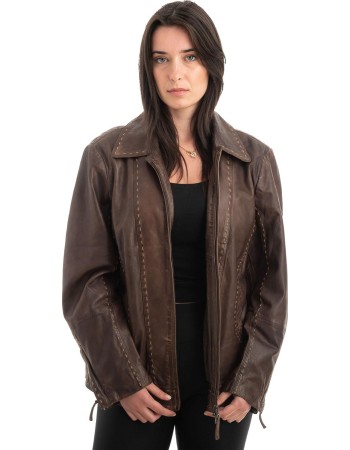 Γνήσιο Γυναικέιο Δερμάτινο Μπουφάν - H53