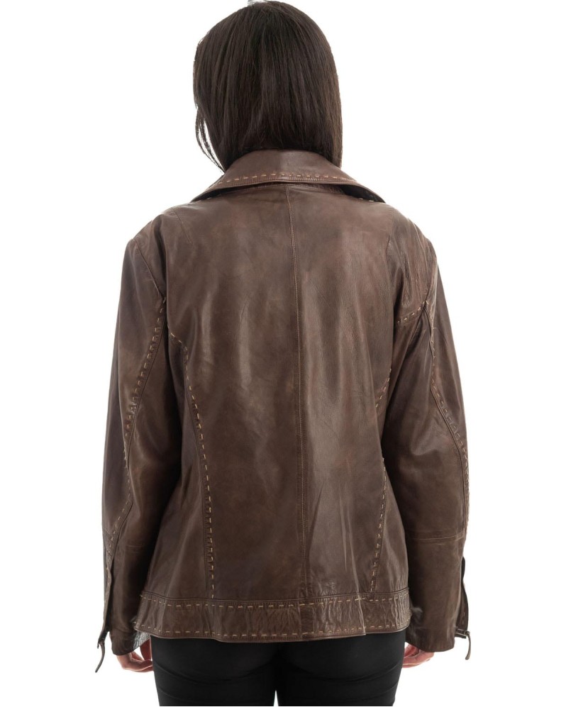 Γνήσιο Γυναικέιο Δερμάτινο Μπουφάν - H53