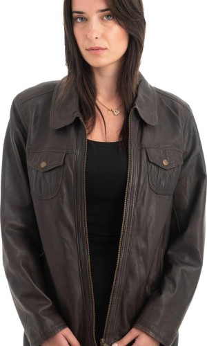 Γνήσιο Γυναικέιο Δερμάτινο Μπουφάν - H54