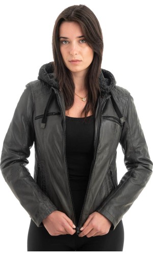 Γνήσιο Γυναικέιο Δερμάτινο Μπουφάν - H55