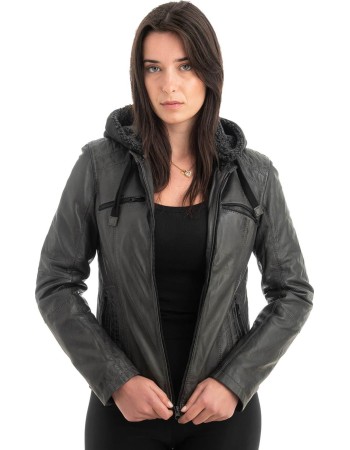 Γνήσιο Γυναικέιο Δερμάτινο Μπουφάν - H55
