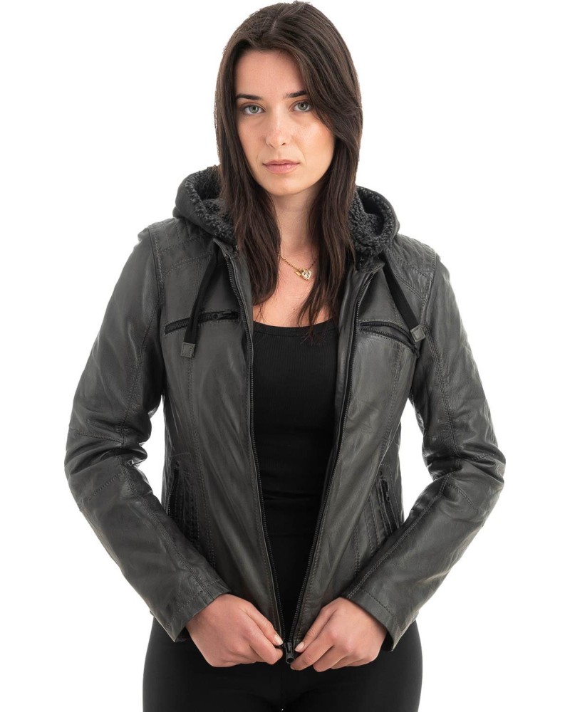 Γνήσιο Γυναικέιο Δερμάτινο Μπουφάν - H55