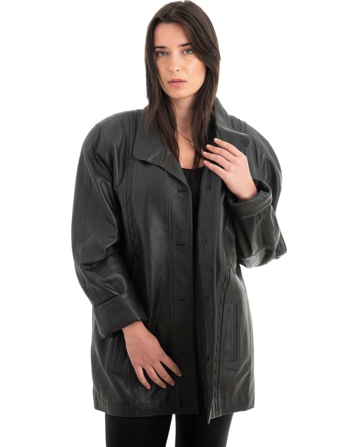 Γνήσιο Γυναικέιο Δερμάτινο Μπουφάν - H56