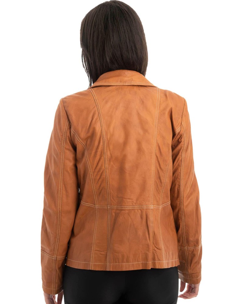 Γνήσιο Γυναικέιο Δερμάτινο Μπουφάν - H57