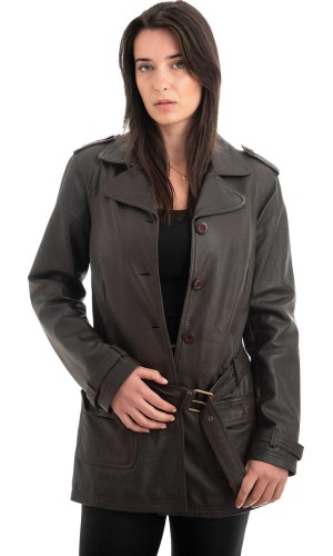 Γνήσιο Γυναικέιο Δερμάτινο Παλτό - H59