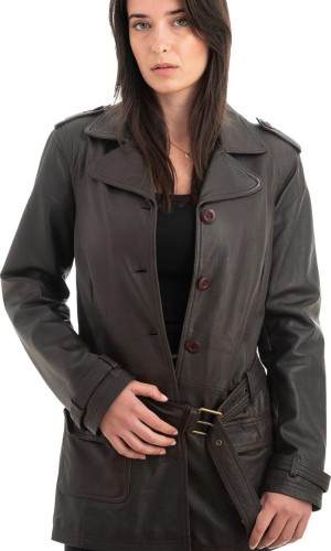 Γνήσιο Γυναικέιο Δερμάτινο Παλτό - H59