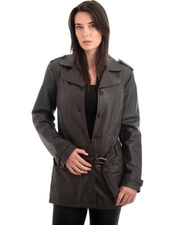 Γνήσιο Γυναικέιο Δερμάτινο Παλτό - H59