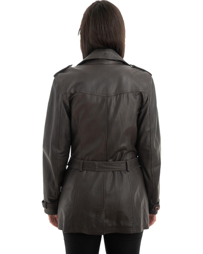 Γνήσιο Γυναικέιο Δερμάτινο Παλτό - H59