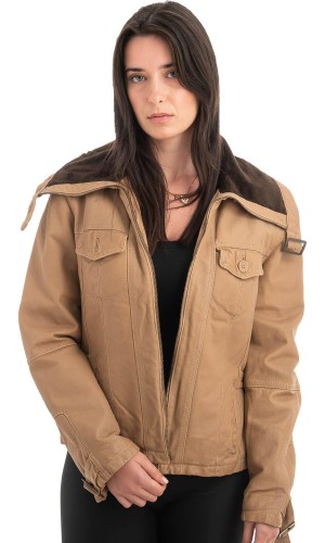 Γνήσιο Γυναικέιο Δερμάτινο Μπουφάν - H66