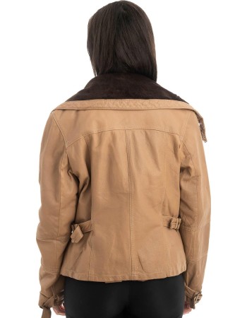 Γνήσιο Γυναικέιο Δερμάτινο Μπουφάν - H66