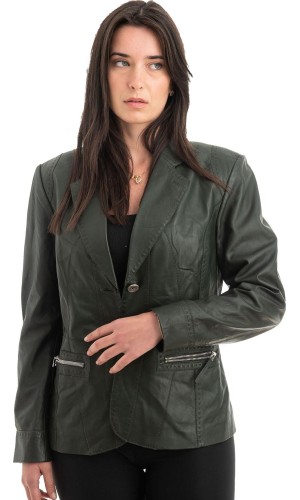 Γνήσιο Γυναικέιο Δερμάτινο Σακάκι - H69