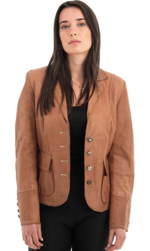 Γνήσιο Γυναικέιο Δερμάτινο Σακάκι - H72