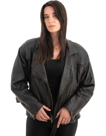 Γνήσιο Γυναικέιο Δερμάτινο Μπουφάν - H73