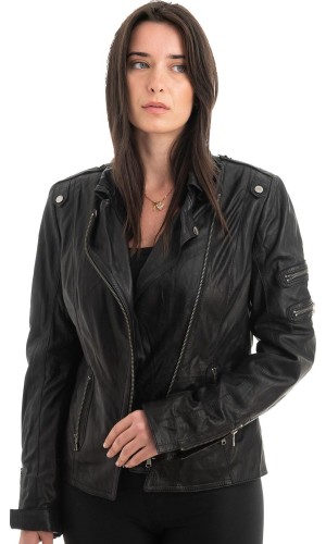 Γνήσιο Γυναικέιο Δερμάτινο Μπουφάν - H75