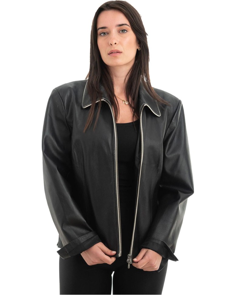 Γνήσιο Γυναικέιο Δερμάτινο Μπουφάν - H78