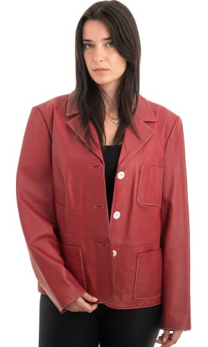 Γνήσιο Γυναικέιο Δερμάτινο Σακάκι - H83