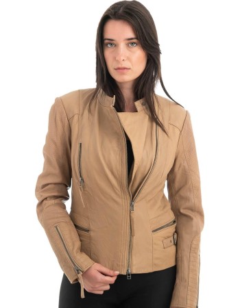 Γνήσιο Γυναικέιο Δερμάτινο Μπουφάν - H91