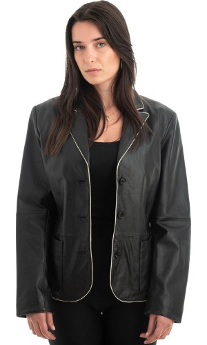 Γνήσιο Γυναικέιο Δερμάτινο Σακάκι - H96