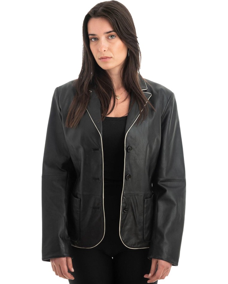 Γνήσιο Γυναικέιο Δερμάτινο Σακάκι - H96