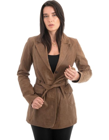 Γνήσιο Γυναικέιο Δερμάτινο Παλτό - H97