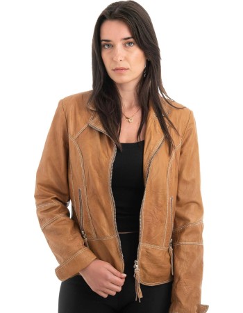 Γνήσιο Γυναικέιο Δερμάτινο Μπουφάν - H99