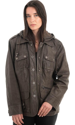 Γνήσιο Γυναικέιο Δερμάτινο Μπουφάν - H100