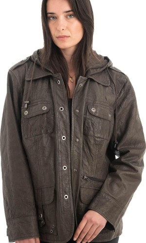 Γνήσιο Γυναικέιο Δερμάτινο Μπουφάν - H100