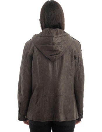 Γνήσιο Γυναικέιο Δερμάτινο Μπουφάν - H100