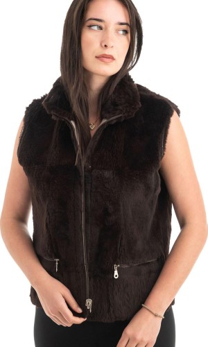 Γνήσια Γυναικεία Φυσική Γούνα Γιλέκο - H879