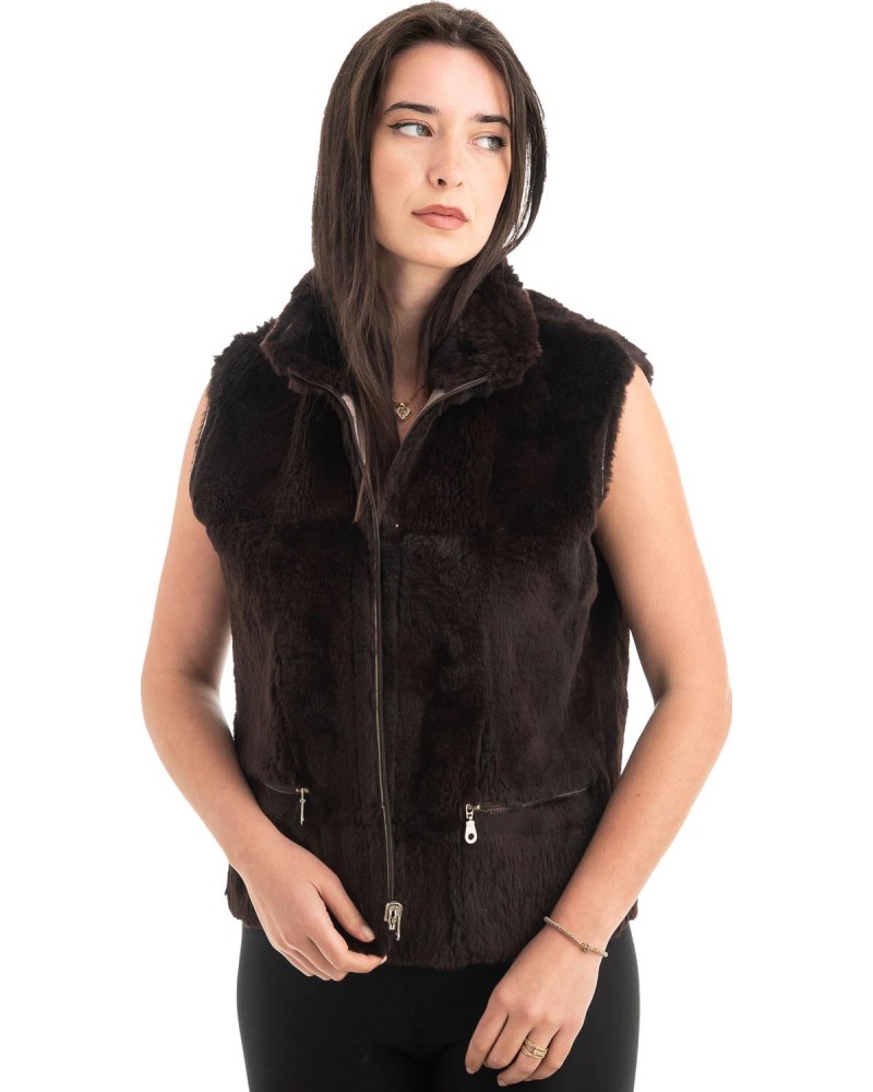 Γνήσια Γυναικεία Φυσική Γούνα Γιλέκο - H879