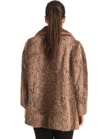 Γνήσια Γυναικεία Φυσική Γούνα Με Βιζόν Γιακά - T13