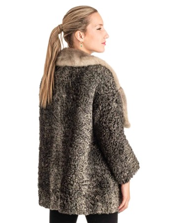 Γνήσια Γυναικεία Φυσική Γούνα Με Βιζόν Γιακά - T197