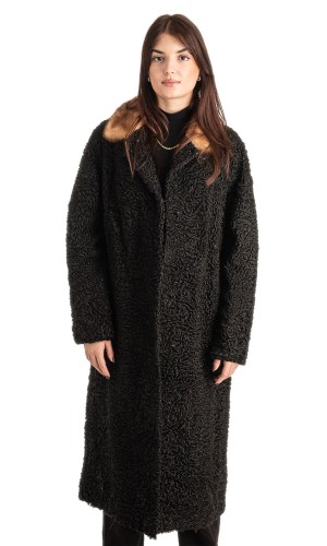 Γνήσια Γυναικεία Φυσική Γούνα Με Βιζόν Γιακά - T217