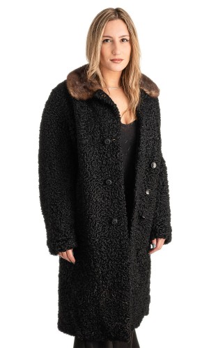 Γνήσια Γυναικεία Φυσική Γούνα Με Βιζόν Γιακά - T240