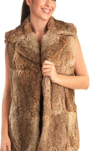 Γνήσια Γυναικεία Φυσική Γούνα Γιλέκο - T25