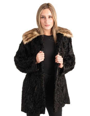 Γνήσια Γυναικεία Φυσική Γούνα Με Βιζόν Γιακά - T257