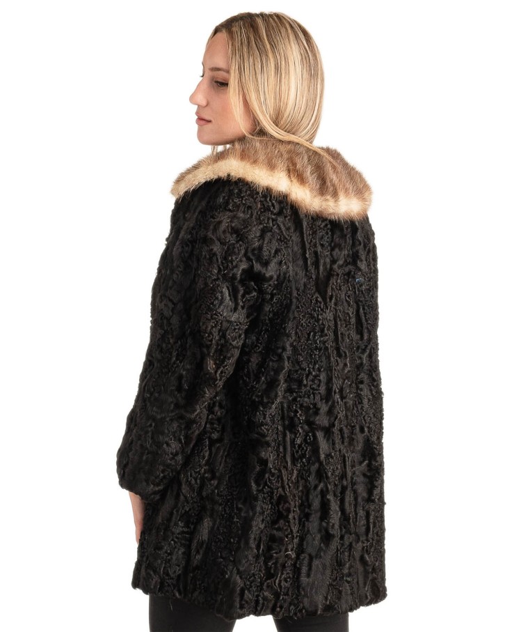 Γνήσια Γυναικεία Φυσική Γούνα Με Βιζόν Γιακά - T257