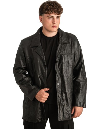 Γνήσιο Ανδρικό Δερμάτινο Παλτό - T321